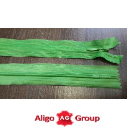 Молния пластик NYLON не разъемная потайная 2 мм зеленый ЛИСТВА 60 см